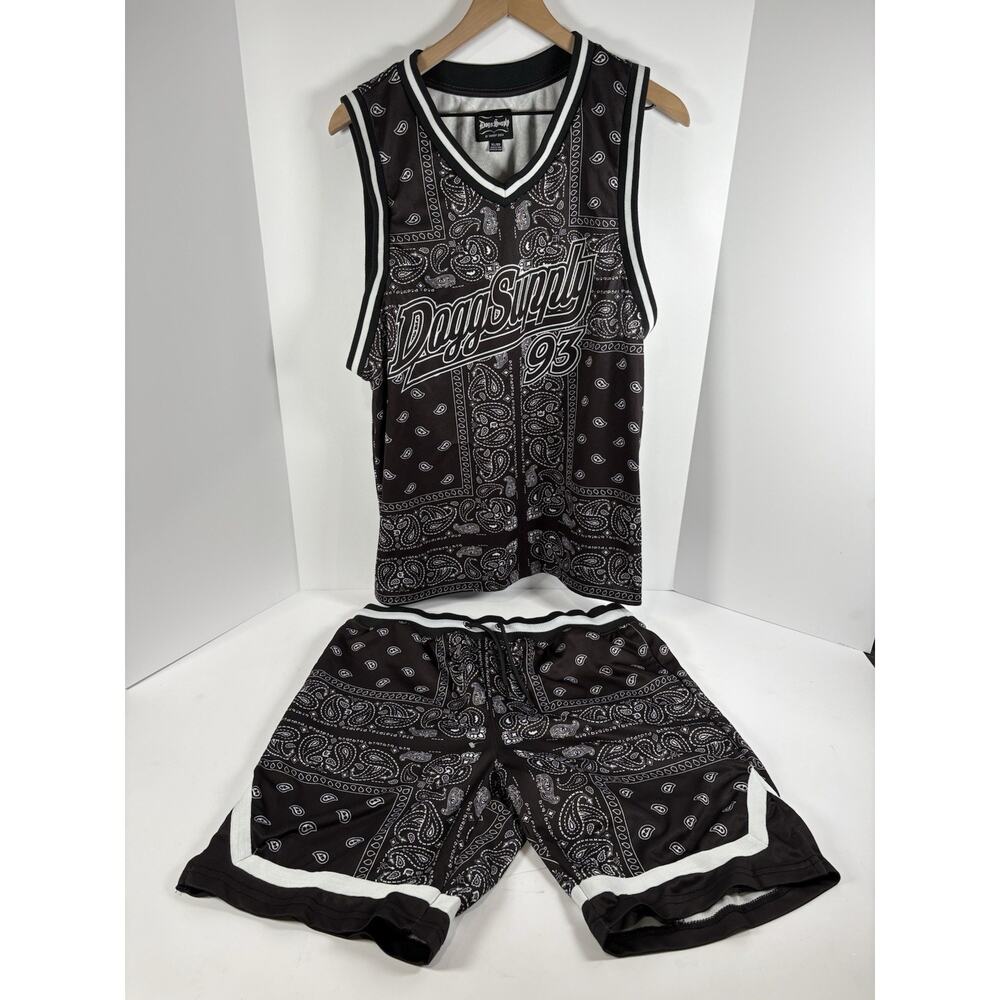 Dogg Supply Snoop Dogg Bandana Jersey XL Shorts Set L Number 93 Black